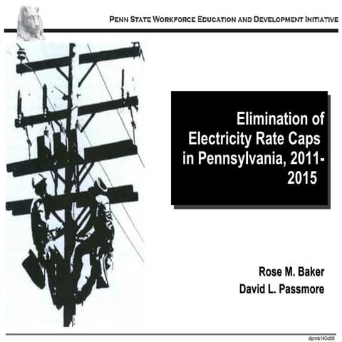 Elimination of Electricity Rate Caps in Pennsylvania, 2011-2015