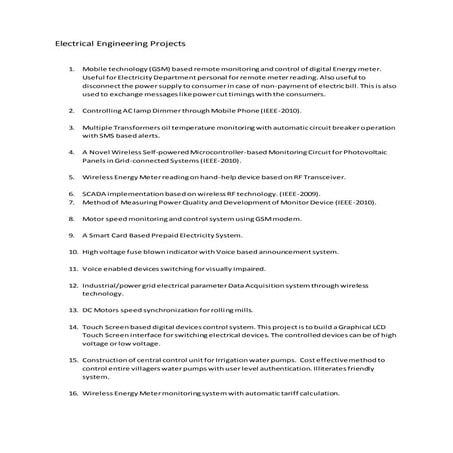 Electrical and electronics engineering projects list