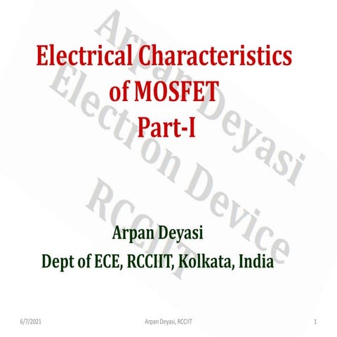 Electrical characteristics of MOSFET