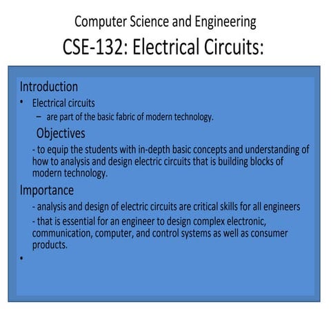 Electrical circuits cse 132 introduction | PPT