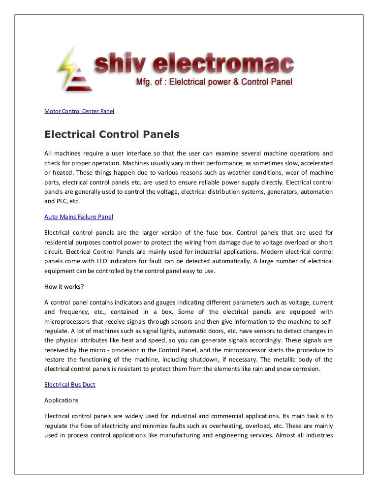 Electrical Control Panels