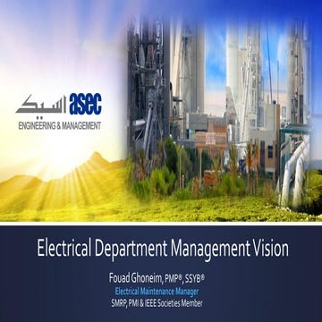 Electrical Department Maintenance Management Vision