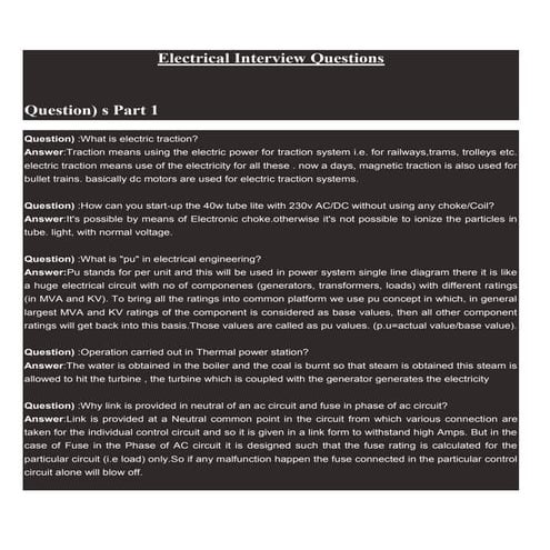 Electrical Engineering Interview Questions