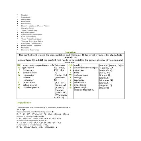 Electrical formulas