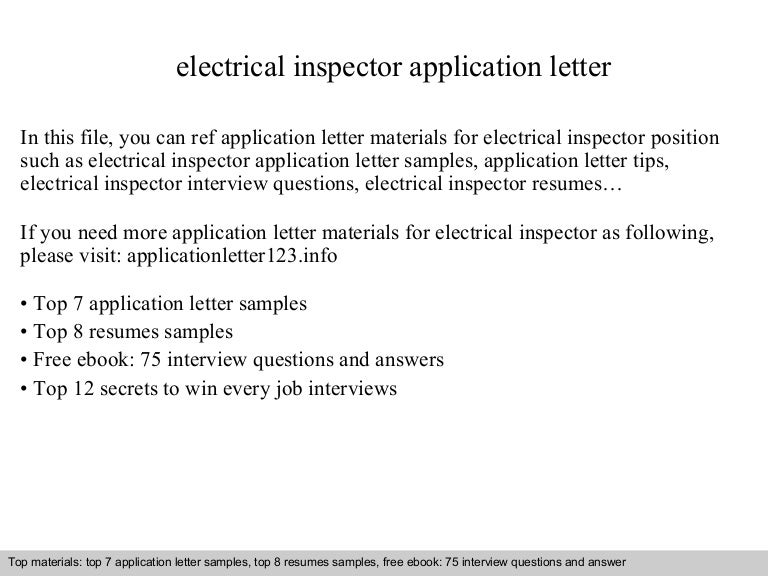 Electrical inspector application letter