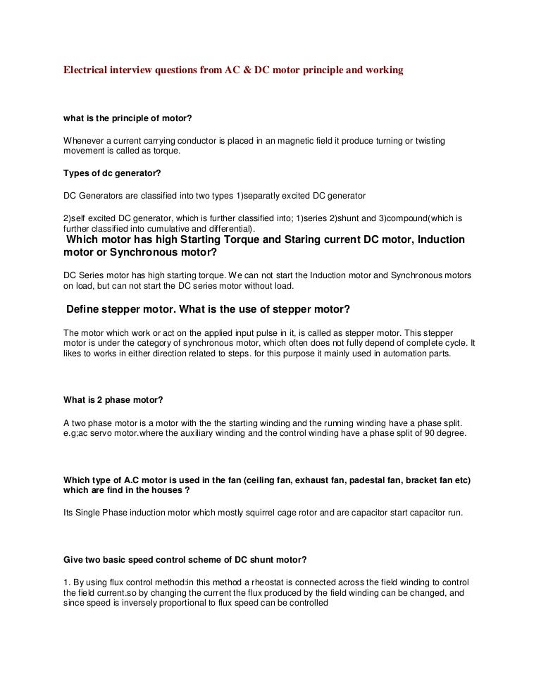 Electrical interview questions from ac