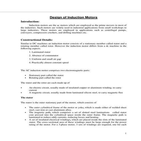 Design of Induction Motors - Prime AC Motors