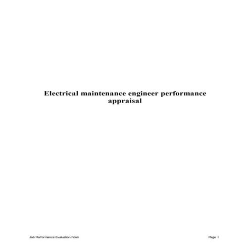 Electrical maintenance engineer perfomance appraisal 2