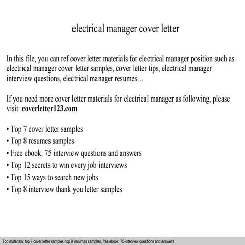 Electrical engineer cover letter