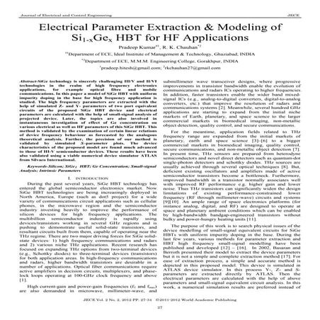 Electrical parameter extraction & modeling of SiGe HBT for HFapplications