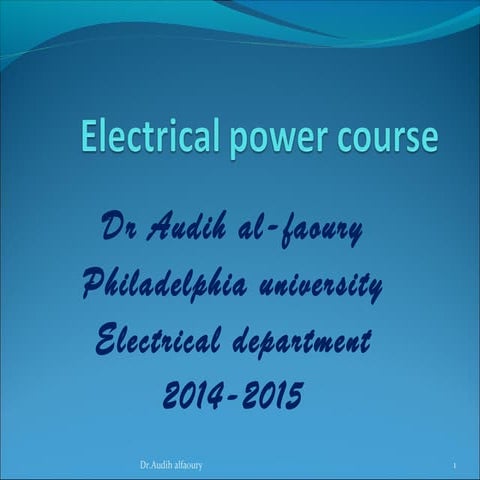 power system analysis lecture 1