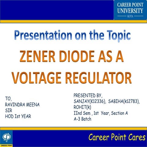 Zener diode as a voltage Regulator