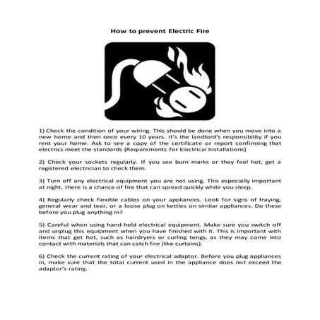 How to avoid Electric fire