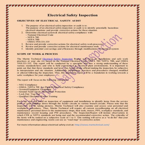 Electrical safety inspection