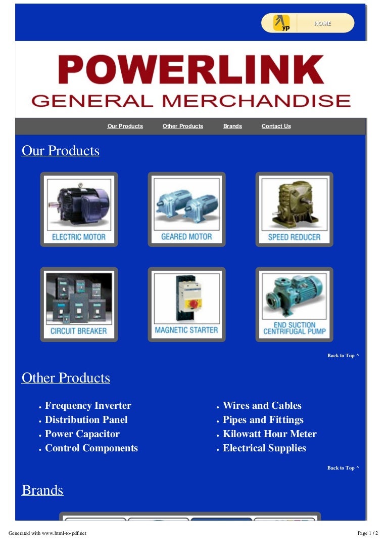 Electrical supplies powerlink general merchandise