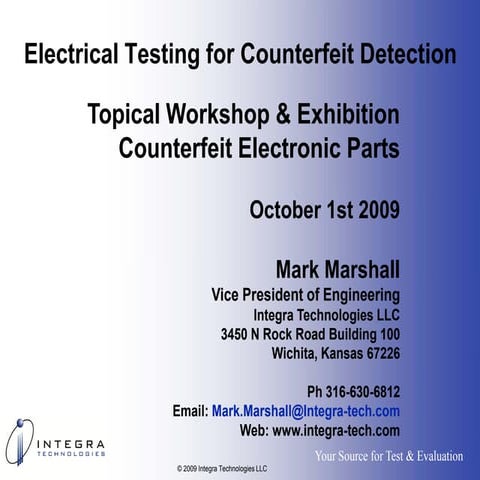 Electrical Testing For Counterfeit Detection - Marshal