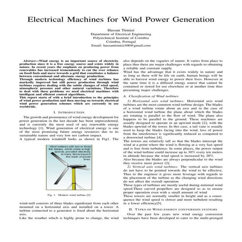 Electrical wind power generation