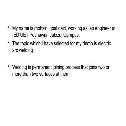 Electric Arc Welding Shielded Metal Arc Welding