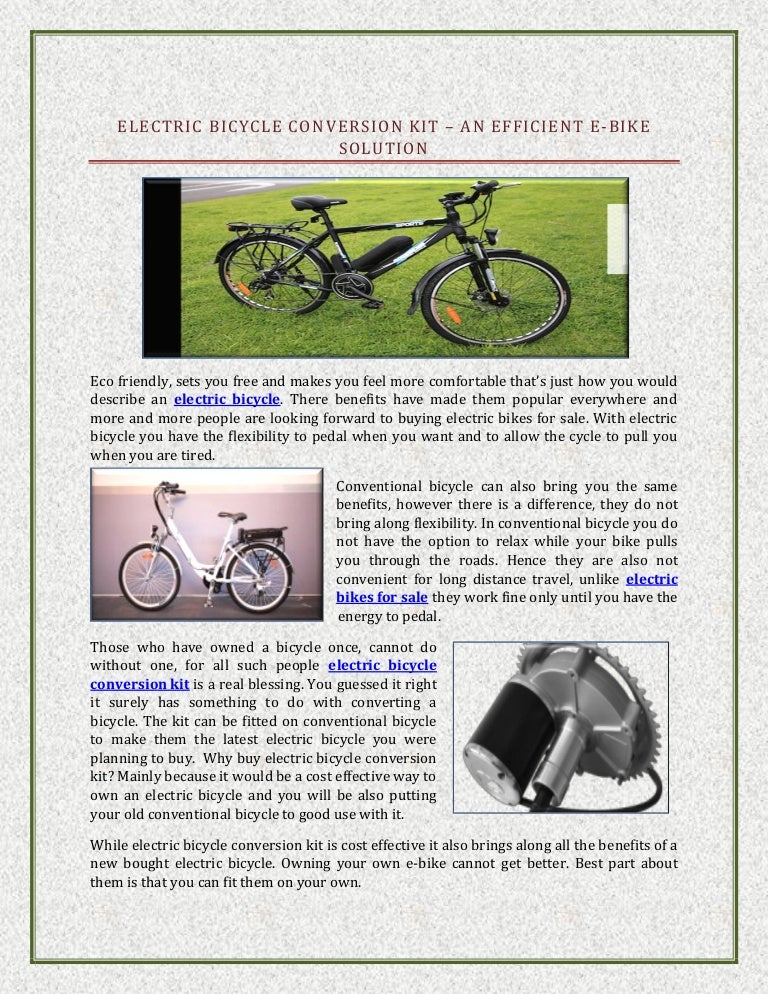 pedal bike electric conversion kit