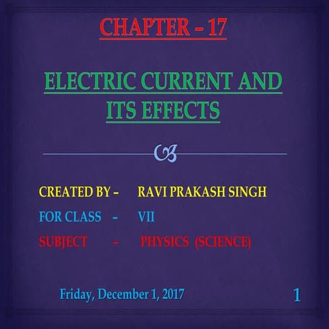 Electric current and its effect  CLASS-8