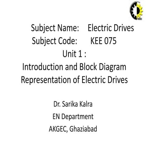 .fundamental of electric drive system and its charecterstics