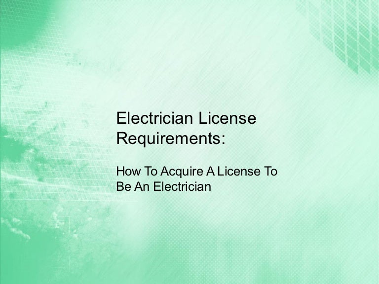 Electrician license requirements