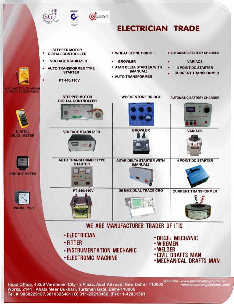 Electrician trade catalog for ITI College
