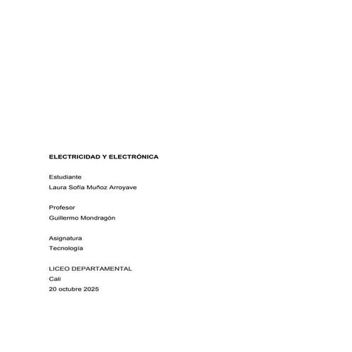 ELECTRICIDAD Y ELECTRÓNICA EJES TEMATICOS DEL TERCER PERIODO LICEO DEPARTAMENTAL