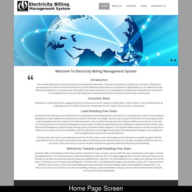 Electricity billing-system-screens