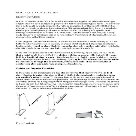 Electricity and magnetism 1
