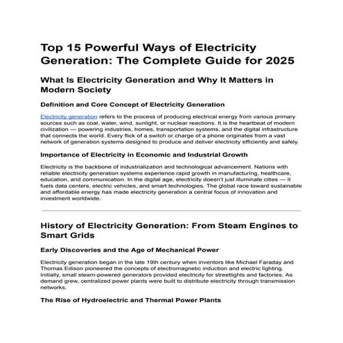 Top 15 Powerful Ways of Electricity Generation: The Complete Guide for 2025