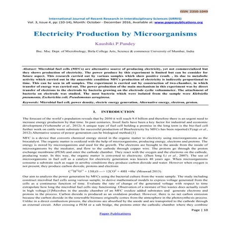 Electricity Production by Microorganisms
