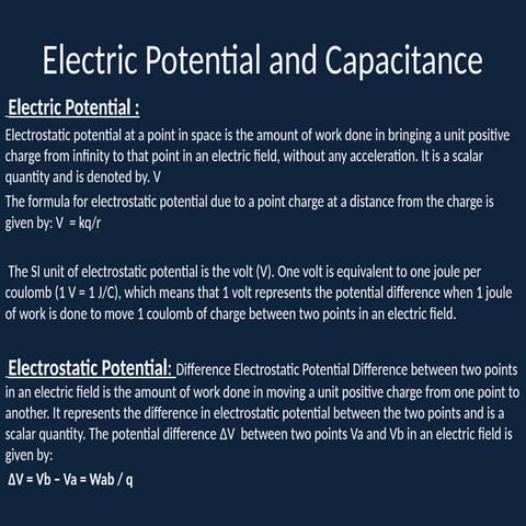 Electric Potential and Capacitance .pptx