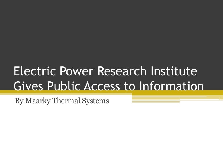 Electric Power Research Institute Gives Public Access to Information