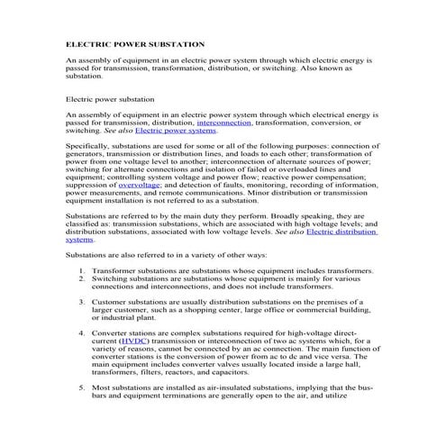 Electric power substation