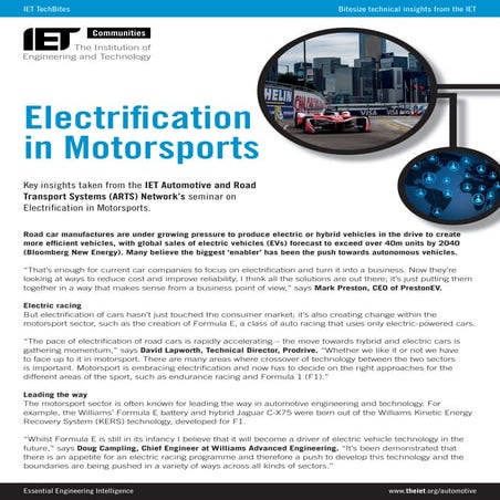 Electrification in Motorsports TechBite
