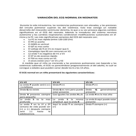 Electrocardiograma  en neonatos datos basicos