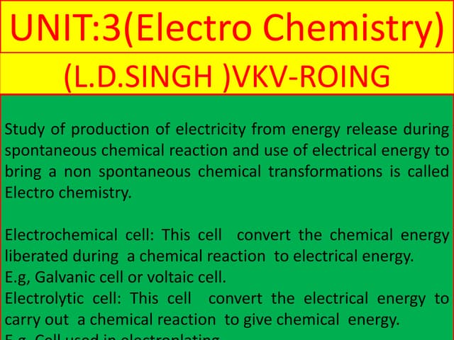 Electro chemistry