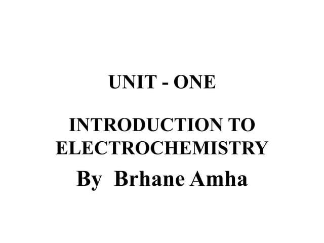 Electrochemistry chapter 1