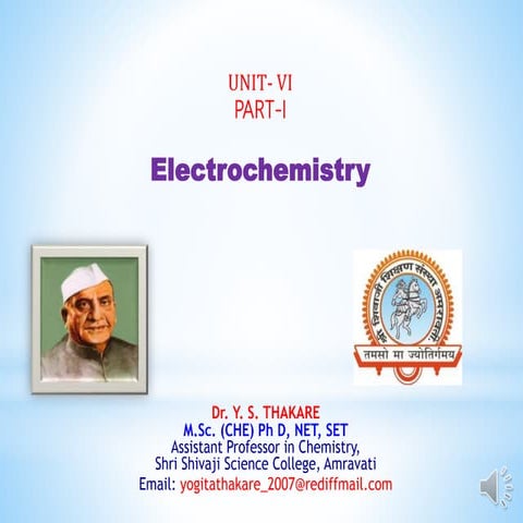 Electrochemistry B Sc III-SEM-VI