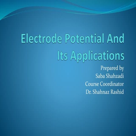 Electrode potential and its applications