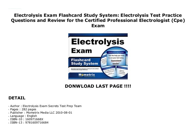 Electrolysis Exam Flashcard Study System Electrolysis Test Practice