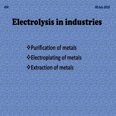 Electrolysis in industries