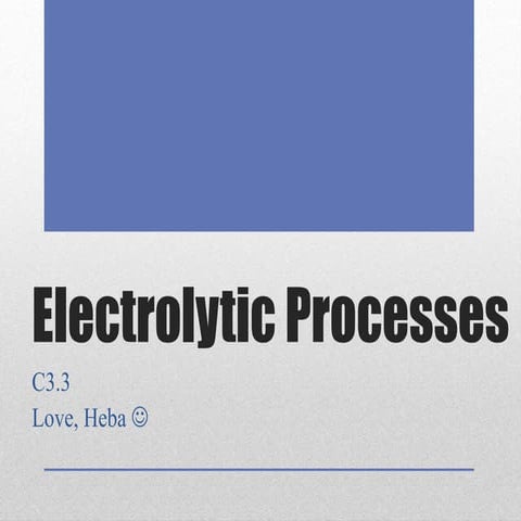 Electrolytic processes - C3.3 Heba Saey