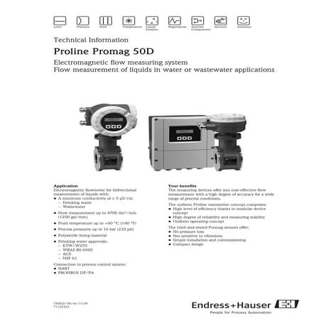 Electromagnetic flowmeter - Proline Promag 50D