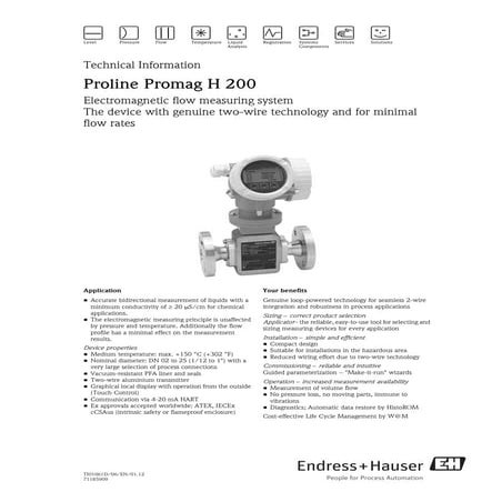 Electromagnetic flowmeter - Proline Promag H 200