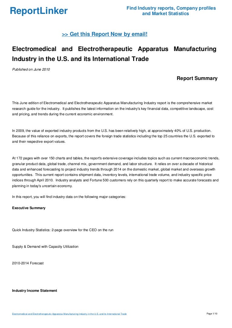 Electromedical and Electrotherapeutic Apparatus Manufacturing Industr…
