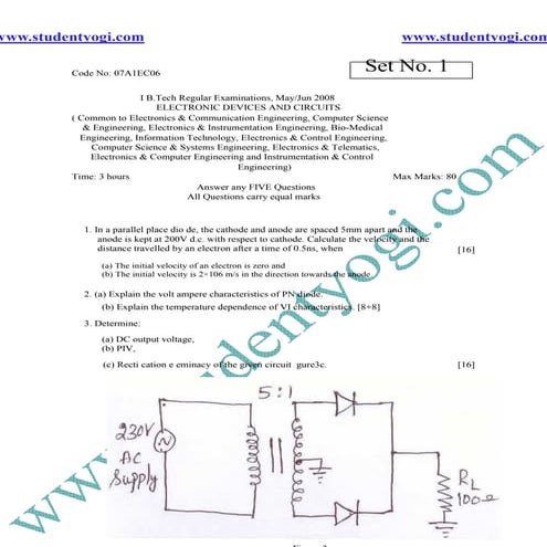 Electronic Devices And Circuits Jntu Model Paper{Www.Studentyogi.Com}