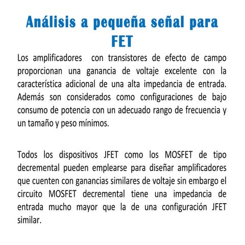Electronica  analisis a pequeña señal fet