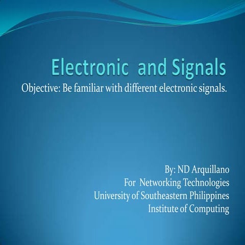 Electronic  and signals ( net tech )part 1of 4